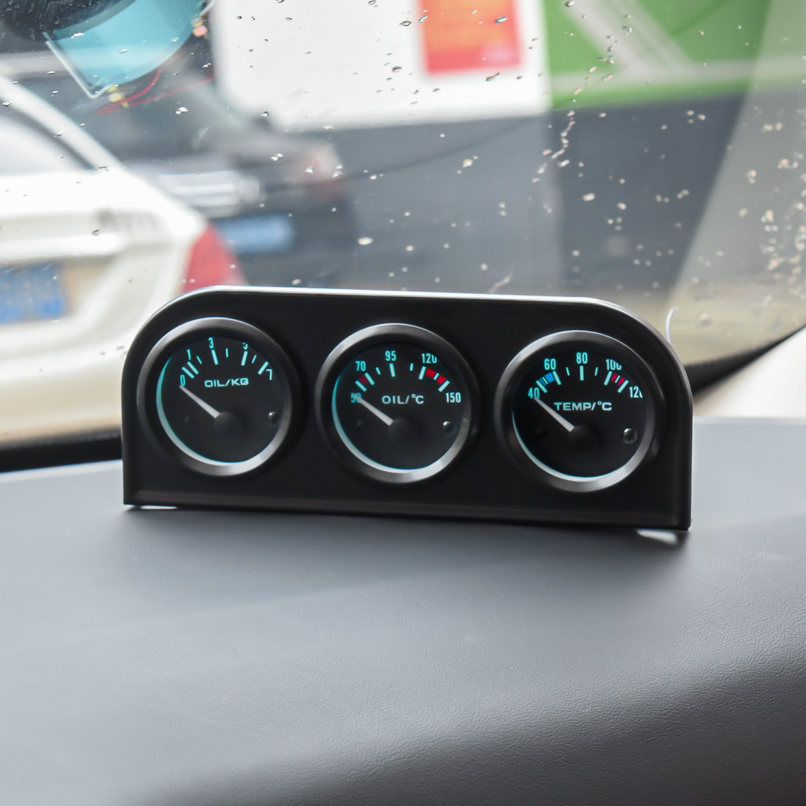 52mm Triple Kit Voltmeter/Oil Temp Gauge + Water Temp Gauge + Oil Pressure Gauge With Sensor 3IN1 Car Meter for Gasoline Car 12V
