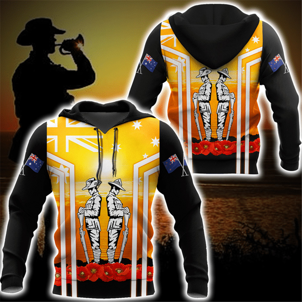 HX Anzac Day Hoodies Australia Aboriginal And New Zealand Maori 3D Sweatshirts Casual Tops Men Clothing Dropshipping