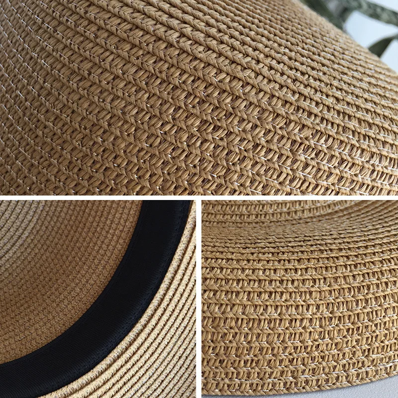 Audrey Hepburn straw hat sunken modelling tool bell-shaped big brim hat vintage high pretend bility tourist beach atmosphere