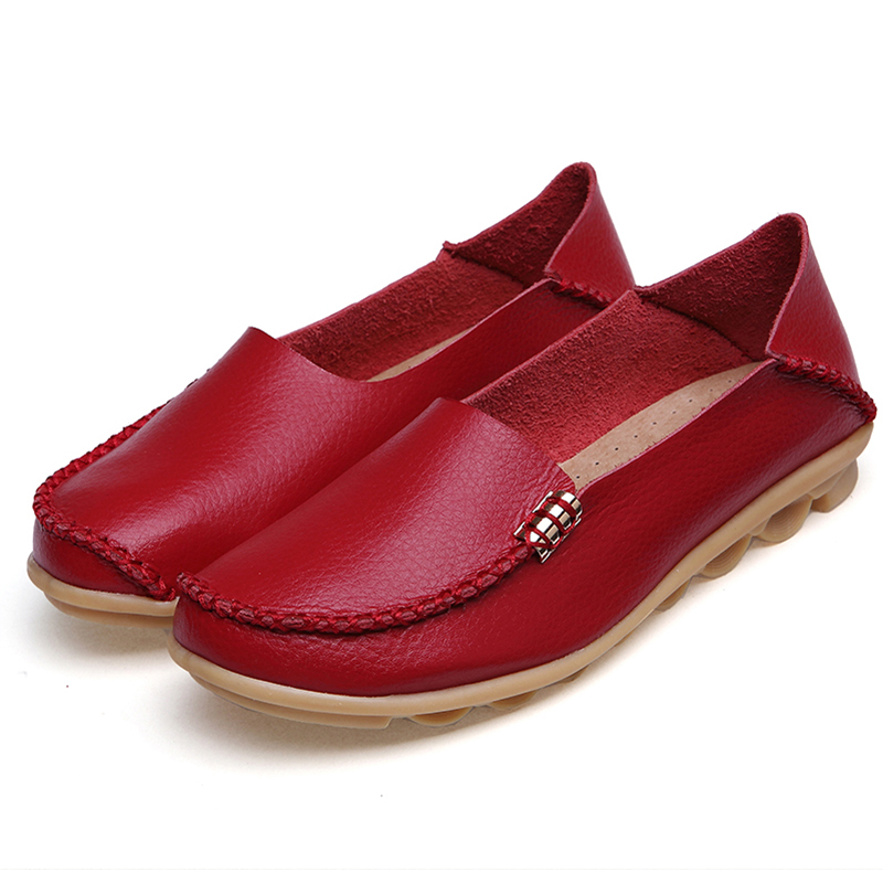 Women Shoes Plus Size Flat Shoes Women Genuine Leather Loafers Nurse Slip On Women Flat Oxford Sapato Feminino Ballet Flats