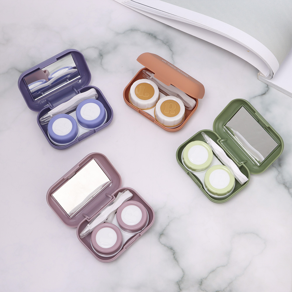 1Pc Hot Cute Marble Stripe Contact Lens Case Travel Glasses Lenses Box For Unisex Eyes Care Kit Holder Container Support Gift