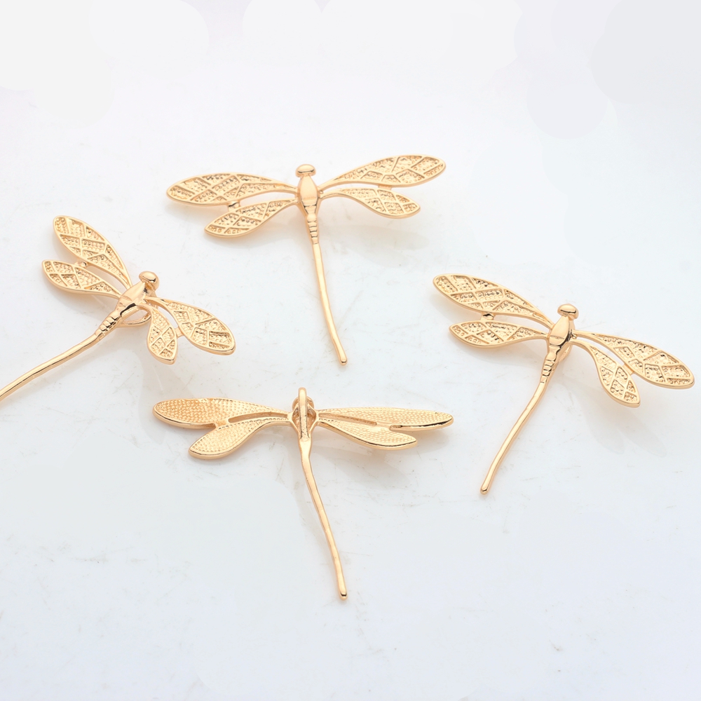 High Quality Copper Metal Real Plated Dragonfly Charms 2PCS For DIY Jewelry Findings Making Accessories