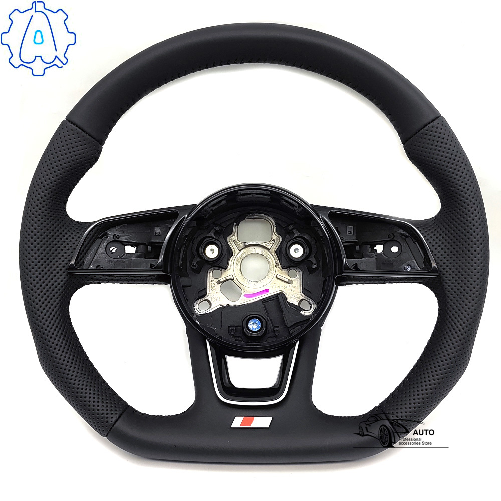 For Audi RS3 RS4 RS5 A3 A4 B9 A5 S3 S4 S5 2017-2021 Fully Perforated Leather Steering Wheel