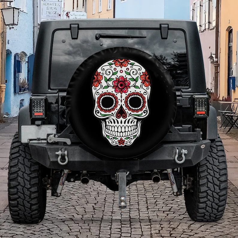 Chingona Skull Christmas Gift, Spare Tire COVER CAR For Car, Personalized Tire COVER CAR, Gift For Car Lover