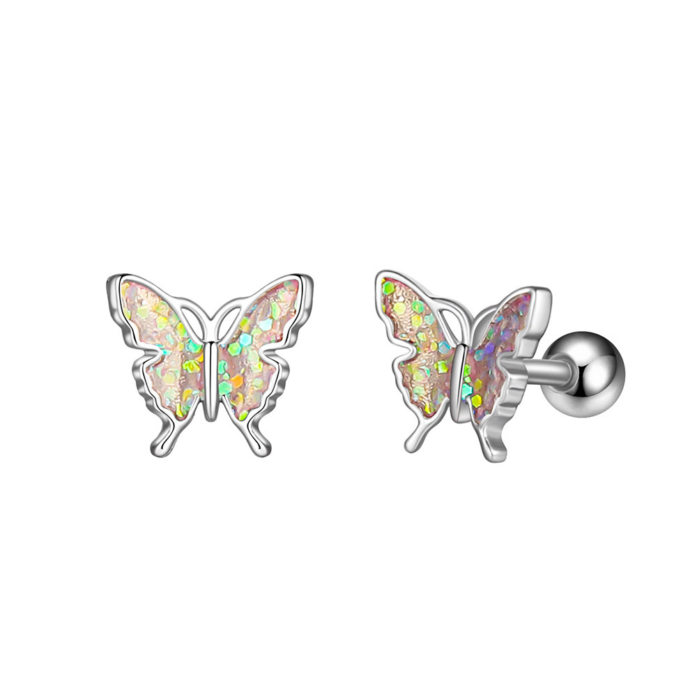 1Pcs New Rainbow Sequins Butterfly Tongue Piercing Barbell 14G Tongue Rings Surgical Steel Bars Tounge Ring Unisex Jewelry
