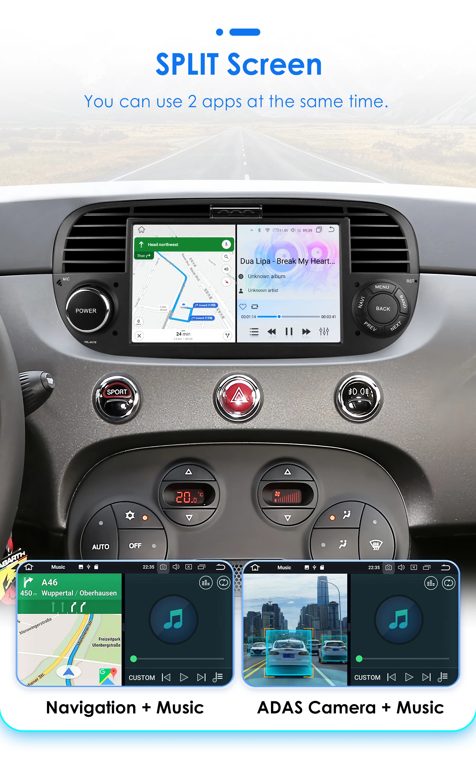 4G+64G Android 12 Car radio GPS Stereo for Fiat 500 2007-2015 multimedia Video player 7inch DSP Carplay 2din 7862 Head Unit SWC