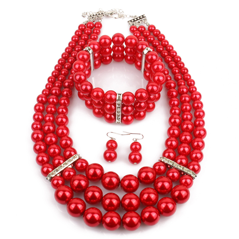 UDDEIN Handmade Beads Necklace Bracelet Earrings Pack Bohemian Statement African Collar Nigerian Wedding Indian Jewelry Sets