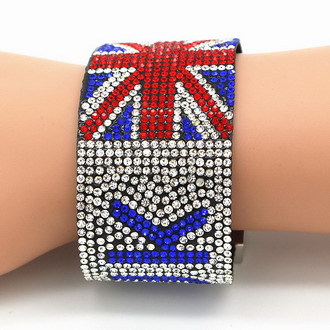 2015 Jewelry Bracelet Wrap Strass UK Flag Design Bracelet Magnetic Clasp Slake Bracelet Turkey Flag Design