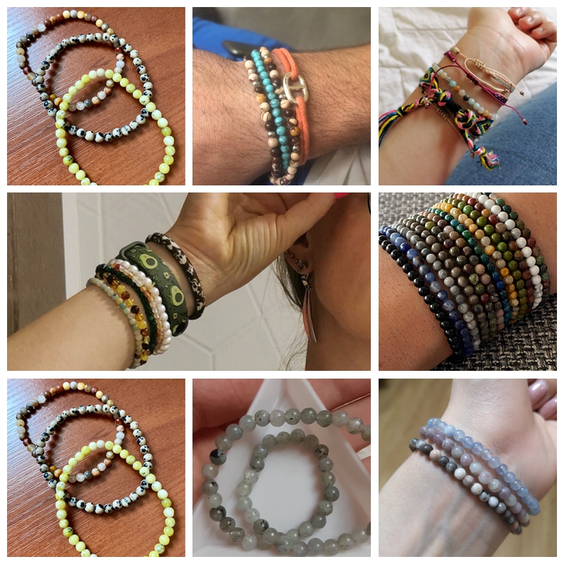 Natural Stone Beads Bracelet 6mm Round Tiger Eye Agates Quartz Beads Stretch Bracelet for Women Men Yoga Charm Jewelry Gifts