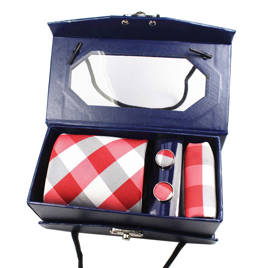 GUSLESON Luxury Silk Men Tie Set Hanky Cufflinks With Gift Box Jacquard Woven Tie Neckties Set For Men Wedding Party