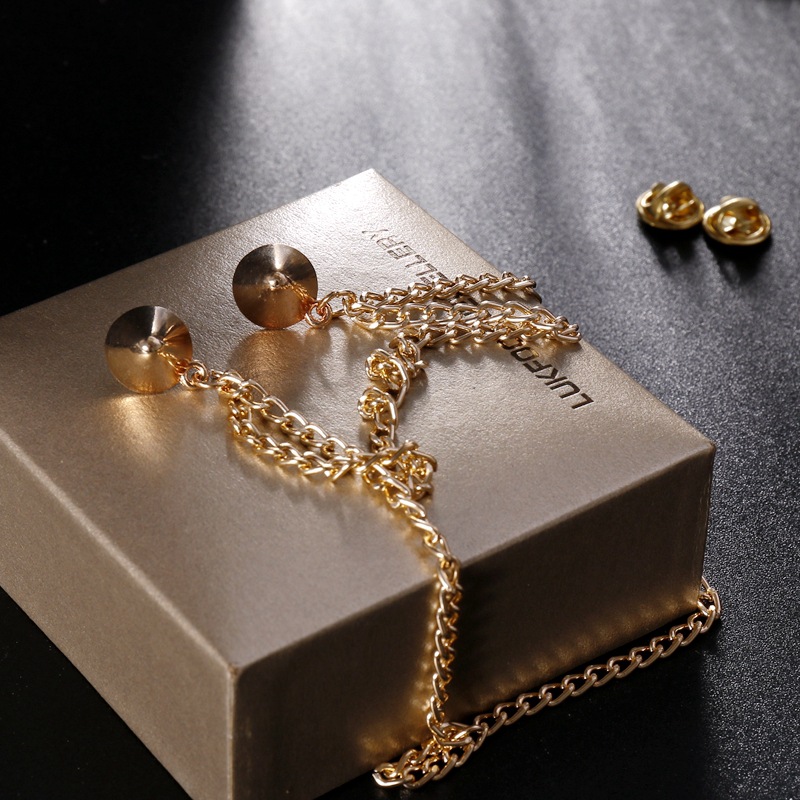 Vintage Spiked Brooch Long Tassel Chain Collar Needle Lapel Pin Women Jewelry Gifts for Men Brother Friend Accessories