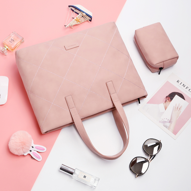 Ladies Laptop Bag PU Leather Messenger Case Briefcase For Macbook 13.3 14 15.6Inch Notebook Handbags Women's Shoulder Mouse Bags