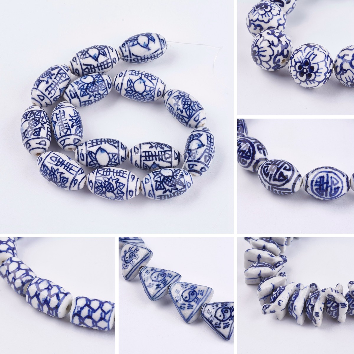 10/20Pcs Handmade Chinese Blue and White Porcelain Beads Flower Pattern Ceramic Clay Bead For Bracelet DIY Craft Jewelry Making