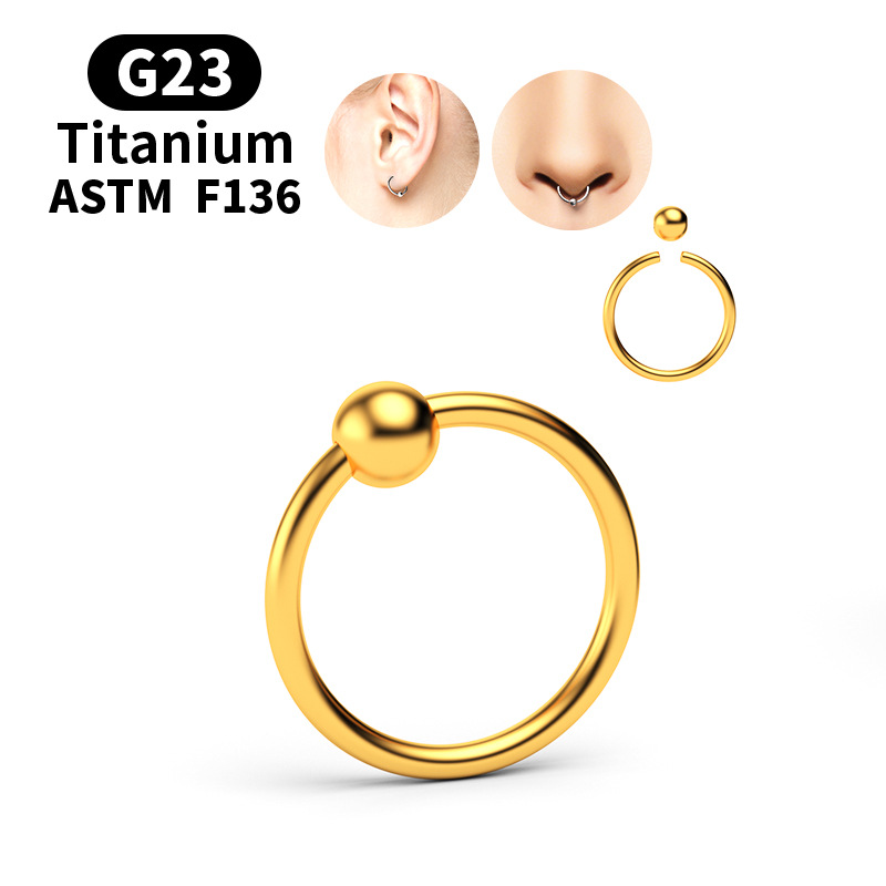 2Pcs 20G-16G Titanium Bead Ring Ear Hoop Nose Ring Loop Ear Tragus Cartilalge Piercing Ring Body Jewelry Earring Nose Clip Gifts