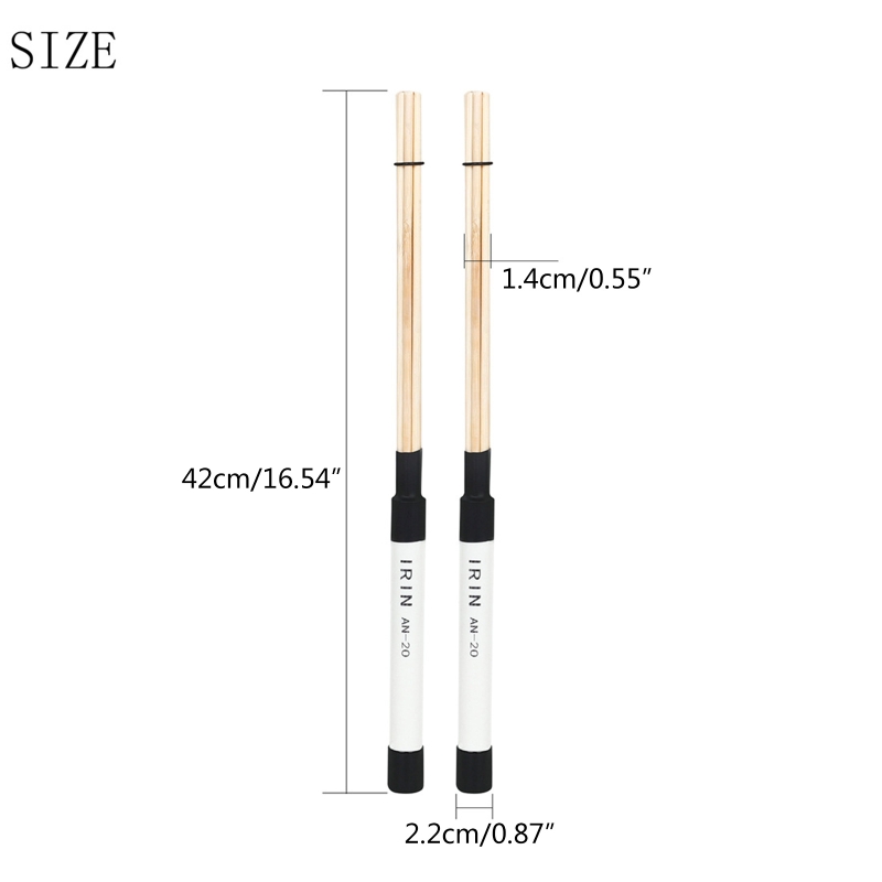 B36F 1 Pair Drumsticks Brushes 20 Bamboo Dowels Rods Drum Brush Standard Multi-Rod Bundle Sticks Music Instrument Accessory