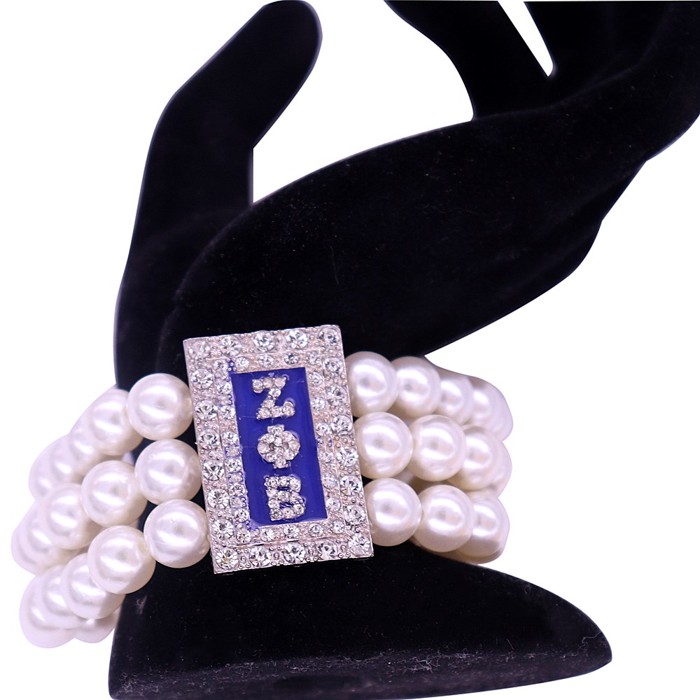 Drop Ship New Made Three Layers Multi String Beads Pearls Greek Letter Sorority Zeta Phi Beta Bracelets Society Club Jewelry