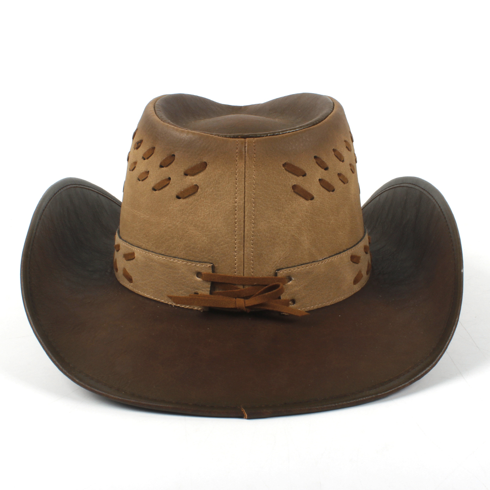 Men Women Leather Western Cowboy Hats Wide Brim Sunhat Summer Caps Sombrero Travel Sunbonnet Outdoor Beach Size US 7 1/4 UK L