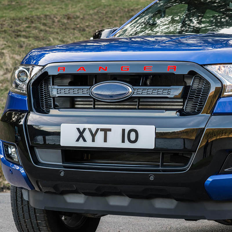 Grille Top Logo Letter For Ford Ranger Grills RANGER 3D Emblem Original Size ABS Sticker With Glue Chromium Styling 6 Color