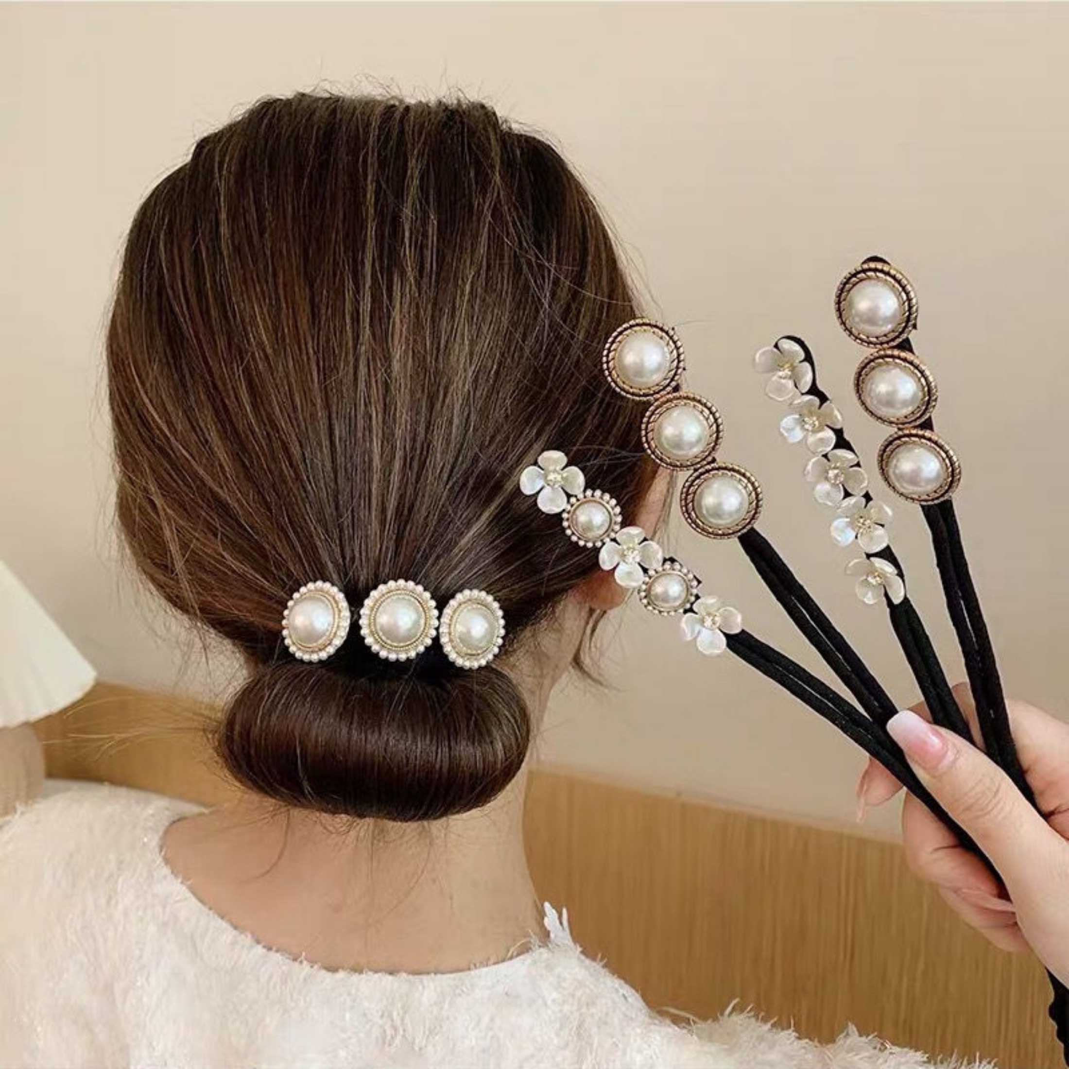 Vintage Shell Pearl Hairpin Bun Hairstyle Hair Stick Women Elegant Hair Scrunchies Flower HairMaker Tools Hair Accessories