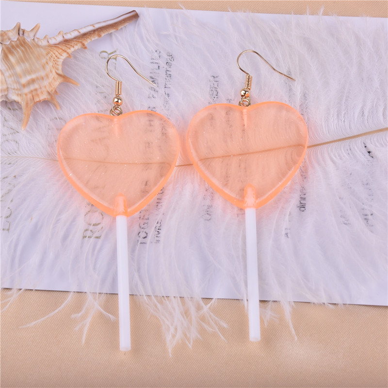 10pcs/12pcs/pack Bling Glitter Heart Lollipop Resin Charms for Earring Keychain Jewelry Making 85x22mm