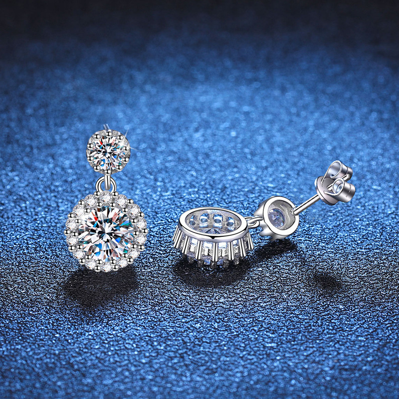 Butterflykiss Moissanite Drop Earrings 925 Silver For Women Luxury Real GRA 1.0CT Bridal Wedding Engagement Earring Fine Jewelry