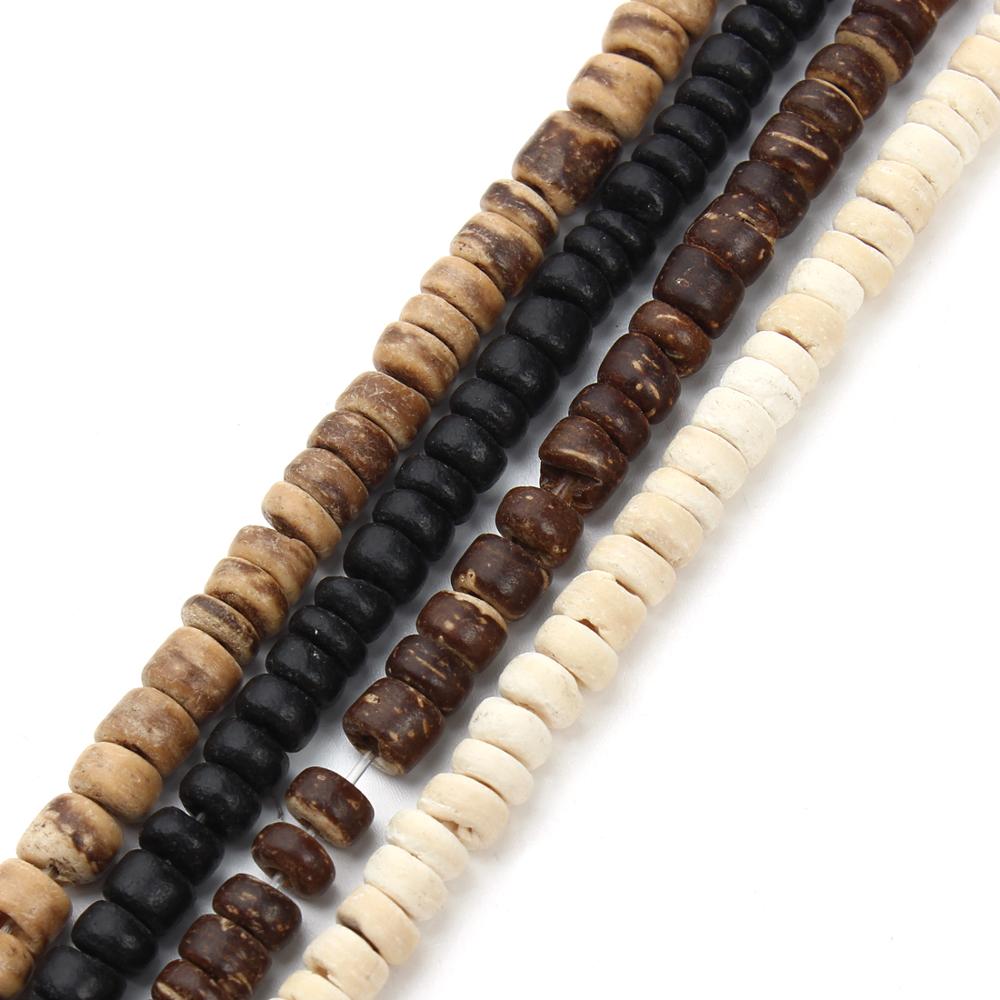 3 Strands/lot 5mm Natural Wooden Beads Flat Round Coconut Shell Spacer Beads For DIY Jewelry Making Findings Necklace Bracelets