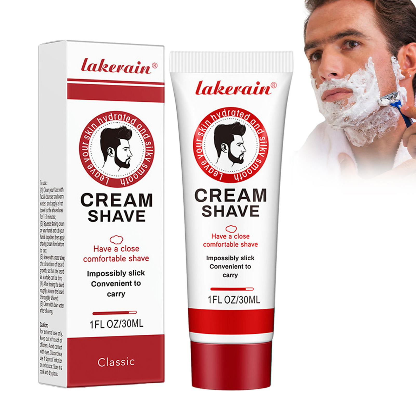 30ml Men Shaving Cream for Sensitive Skin Rich Foam Ultra-Slick Shaving Cream Gift for Friends Family Members