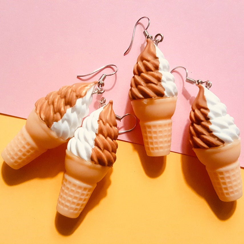 1 Pair Creative Ice Cream Woman Earrings Resin Cute Handmade Earrings Summer Jewelry Gifts For Her