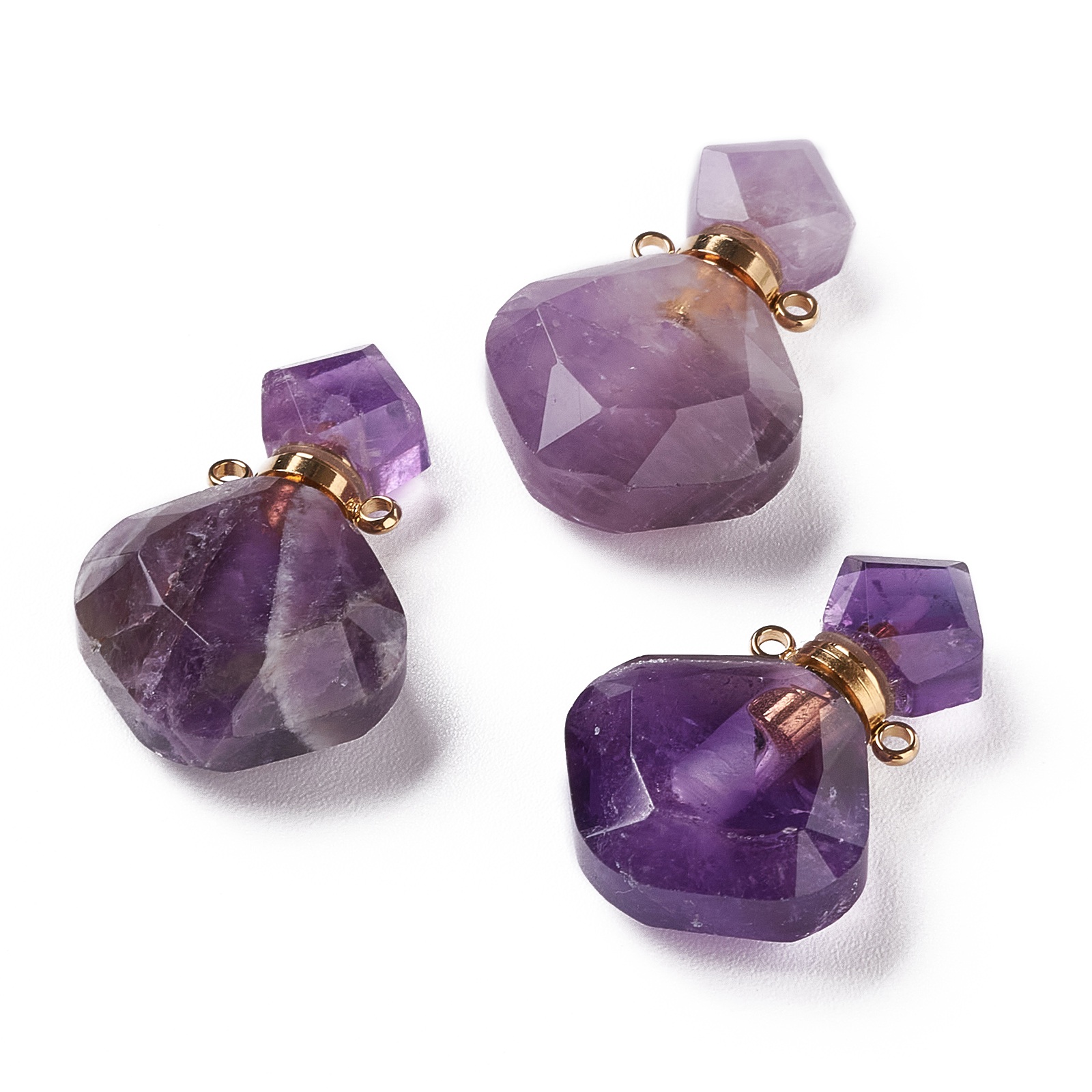 1pc Rhombus Natural Stone Amazonites Perfume Bottle Pendants For Necklace Reiki Essential Oil Diffuser Bottle Charm Jewelry