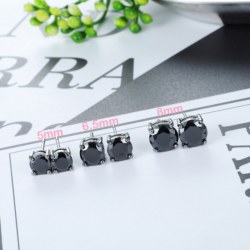 HORRIPAL 0.5-1CT Black Moissanite Earrings S925 Sterling Silver Cool HipHop Studs Earrings for Man Woman Jewelry GRA Wholesale
