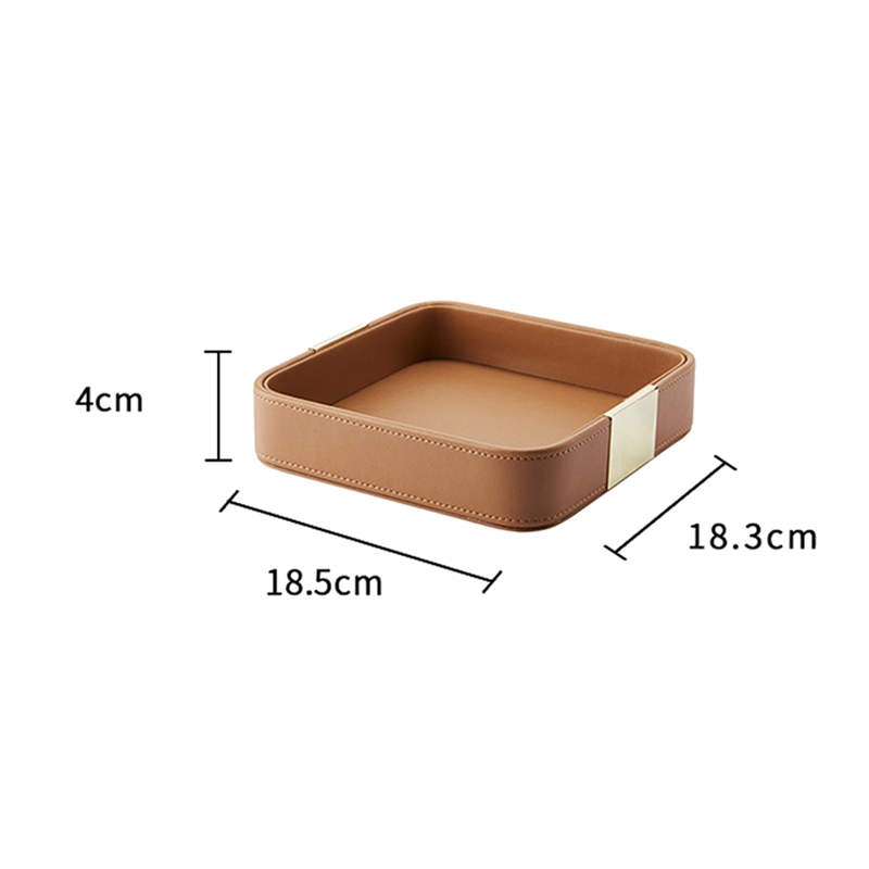 Leather Desktop Storage Tray Square Storage Key Tray European Jewelry Leather Drawer