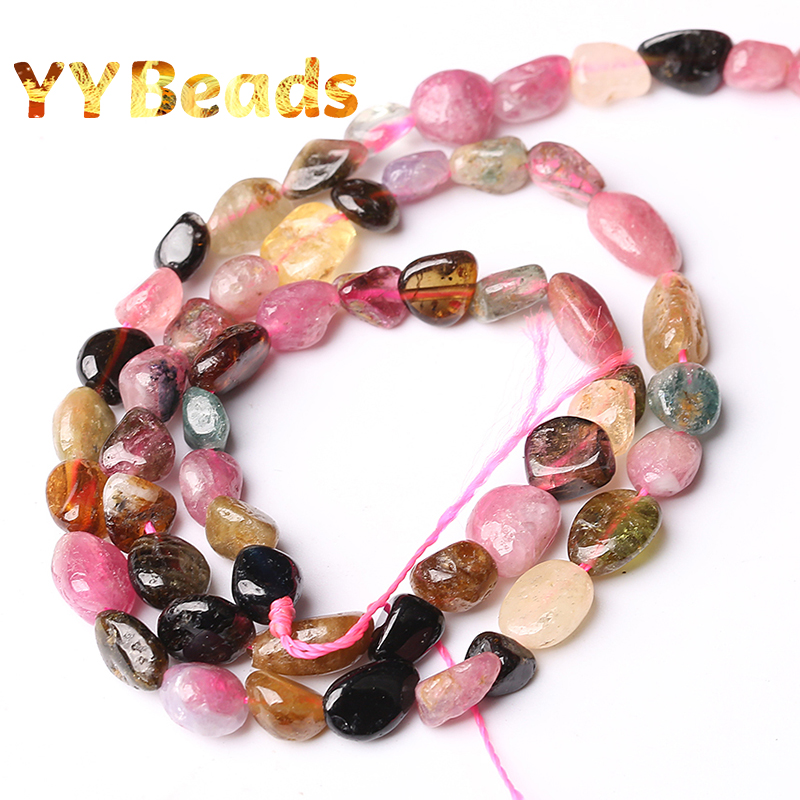 6-8mm Natural Irregular Colorful Tourmaline Stone Beads Loose Spacer Beads For Jewelry Making DIY Bracelets Necklace 15'' Strand