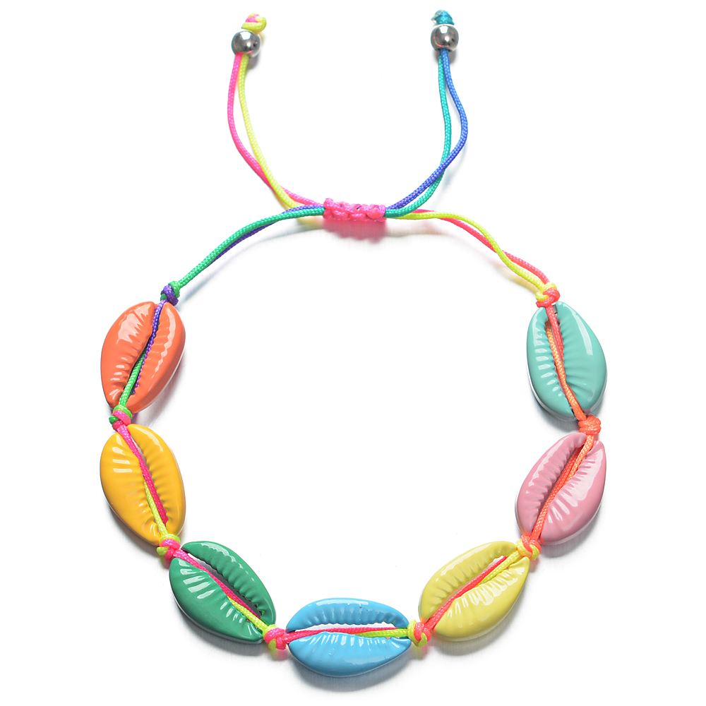 Bohemia Shell Bracelet for Women Adjustable Bangles Handmade Strand Macrame Boho Jewelry Summer Beach Bracelet Anklet Color Gift