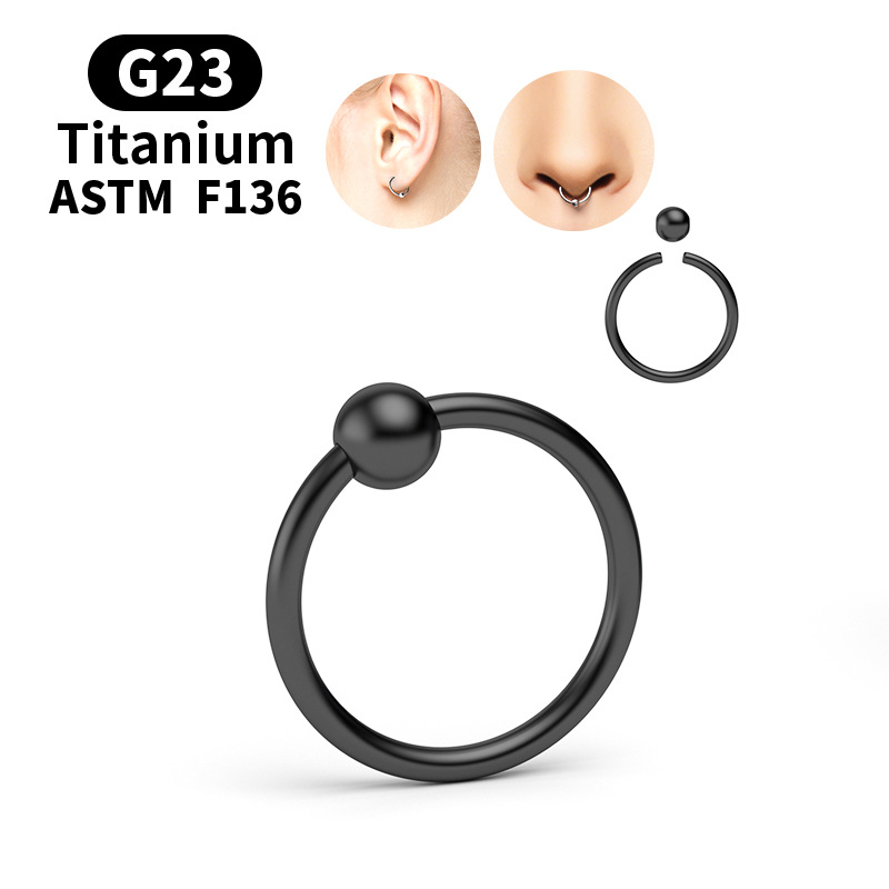 2Pcs 20G-16G Titanium Bead Ring Ear Hoop Nose Ring Loop Ear Tragus Cartilalge Piercing Ring Body Jewelry Earring Nose Clip Gifts