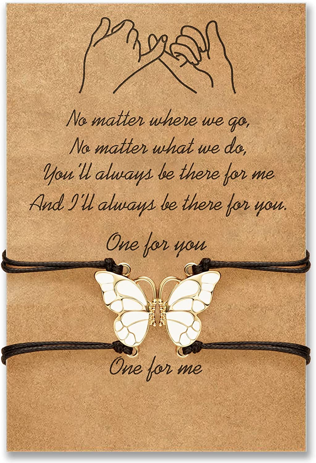 Best Friend Butterfly Bracelets Friendship Handmade Woven Hide Rope Bracelets for Girls Lover Couple Bracelet Long Distance Gift