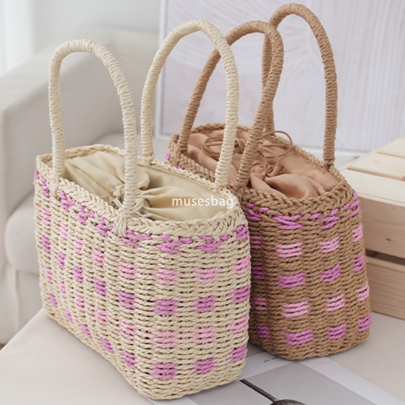 High quality women's designer retro practical forest style natural open temperament large capacity single shoulder grass woven bag pastoral style