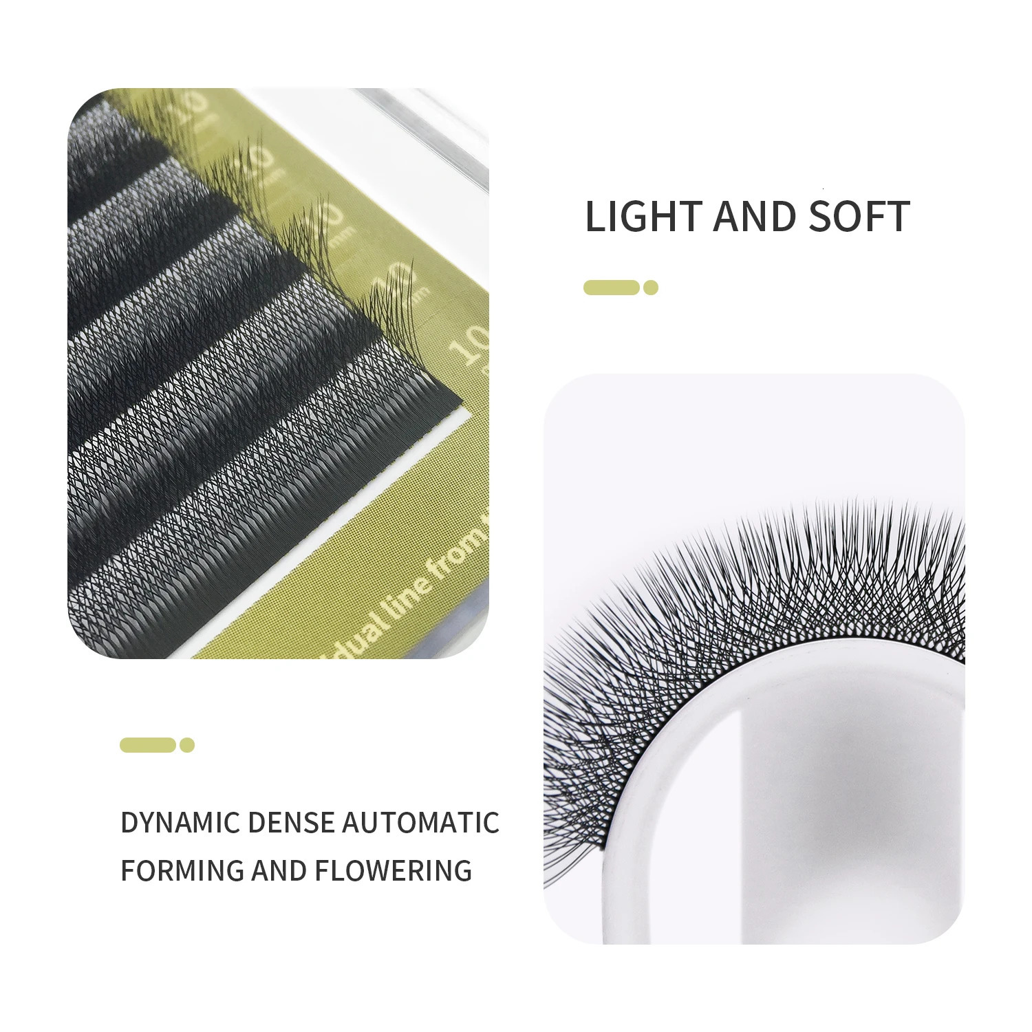 GLAMLASH 3D 4D 5D W Shaped Eyelash Lashes Easy Fan Eyelash Extensions Wholesales YY Premade Volume 12 Rows W Style Natural Soft 240624