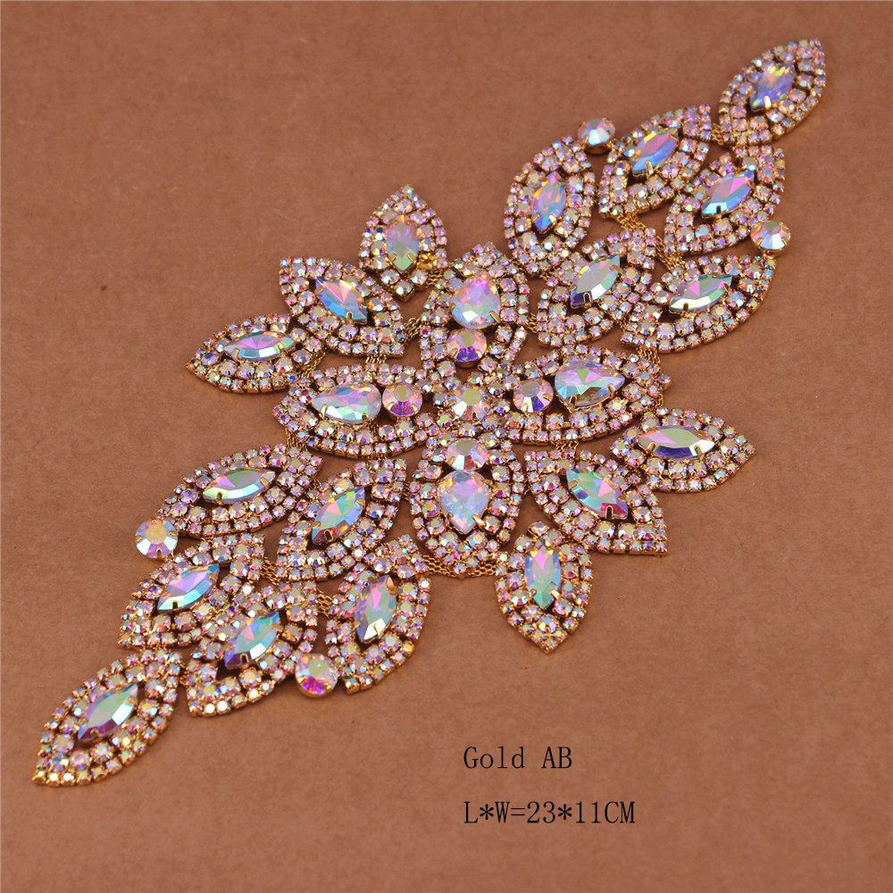 AB Crystal Rhinestones Patch For Garment DIY Jewelry Sewing On Round Rhinestone Applique With Handmade