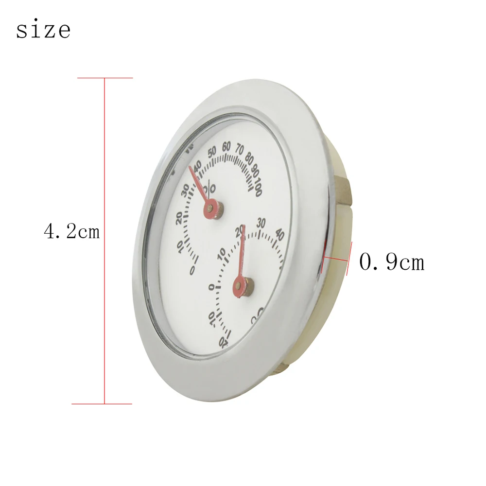 Round Glass Analog Hygrometer Moisture Humidity Monitor For Humidor Guitar Violin Indoor Outdoor 42mm Musical Instrument Case