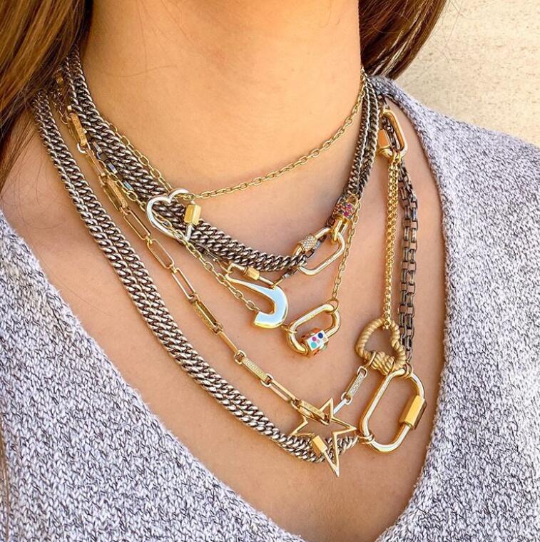 DIY Jewelry Making Popular Hanging Chain Lock Hook Spiral Clasps Necklace Bracelets Handmade Supplies New Heart Shaped Charms