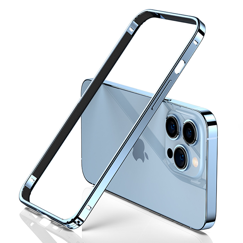 Sierra Blue Metal Phone Bumper Case For iPhone 15 14 Plus 13 Pro Max 12 Mini 11 13Pro 12Pro iPhone13 XR X XS 8 Black Accessories
