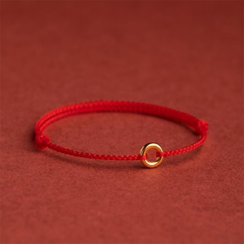Hand Braided Circular Ring Red Rope Lucky Bracelet Size Adjust Women Men Charms Bangles Anklet Blessing Gift For Friend Lovers
