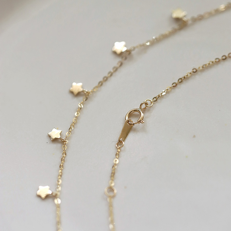 WOOZU 925 Sterling Silver Korean Glossy Cute Small Star Clavicle Necklaces For Women French Wedding Plated 14k Gold Jewelry Gift