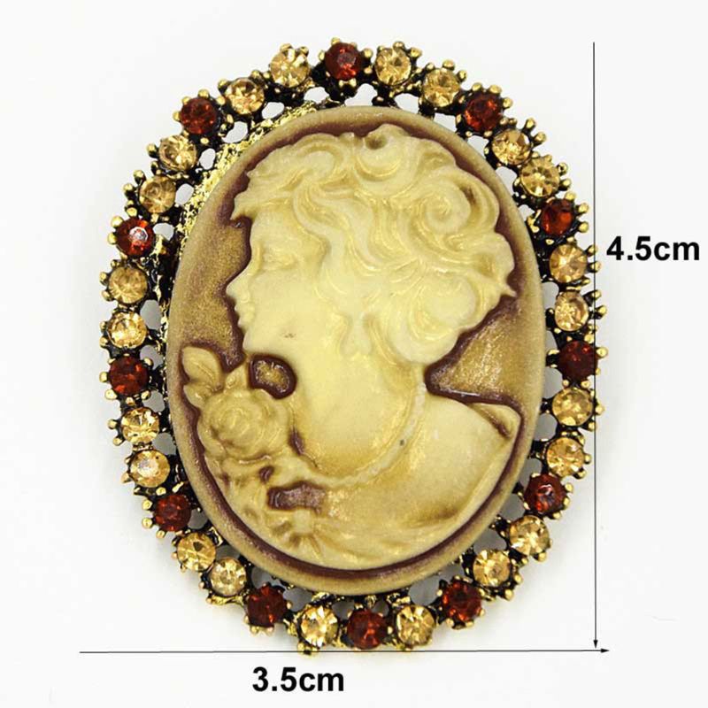 New Style Party Queen Lady Vintage Victorian Design Cameo Bronze Brooch Pin