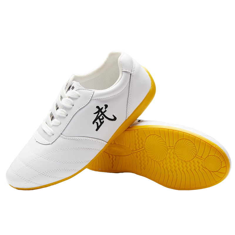 EU34~EU47 Unisex Comfortable Martial Arts Training Kung Fu Tai Chi Cowhide Shoes black/red/white