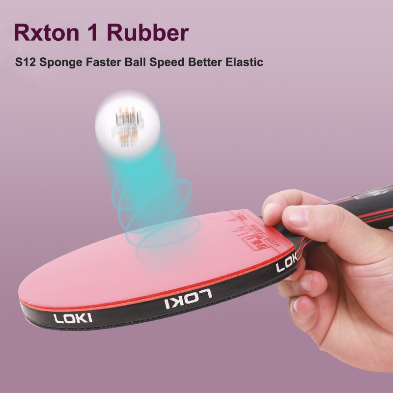 LOKI K4 4 Stars Table Tennis Racket 7-Ply Pure Wood Blade Professional Ping Pong Racket with 2-side Pips-in Rubber for Training