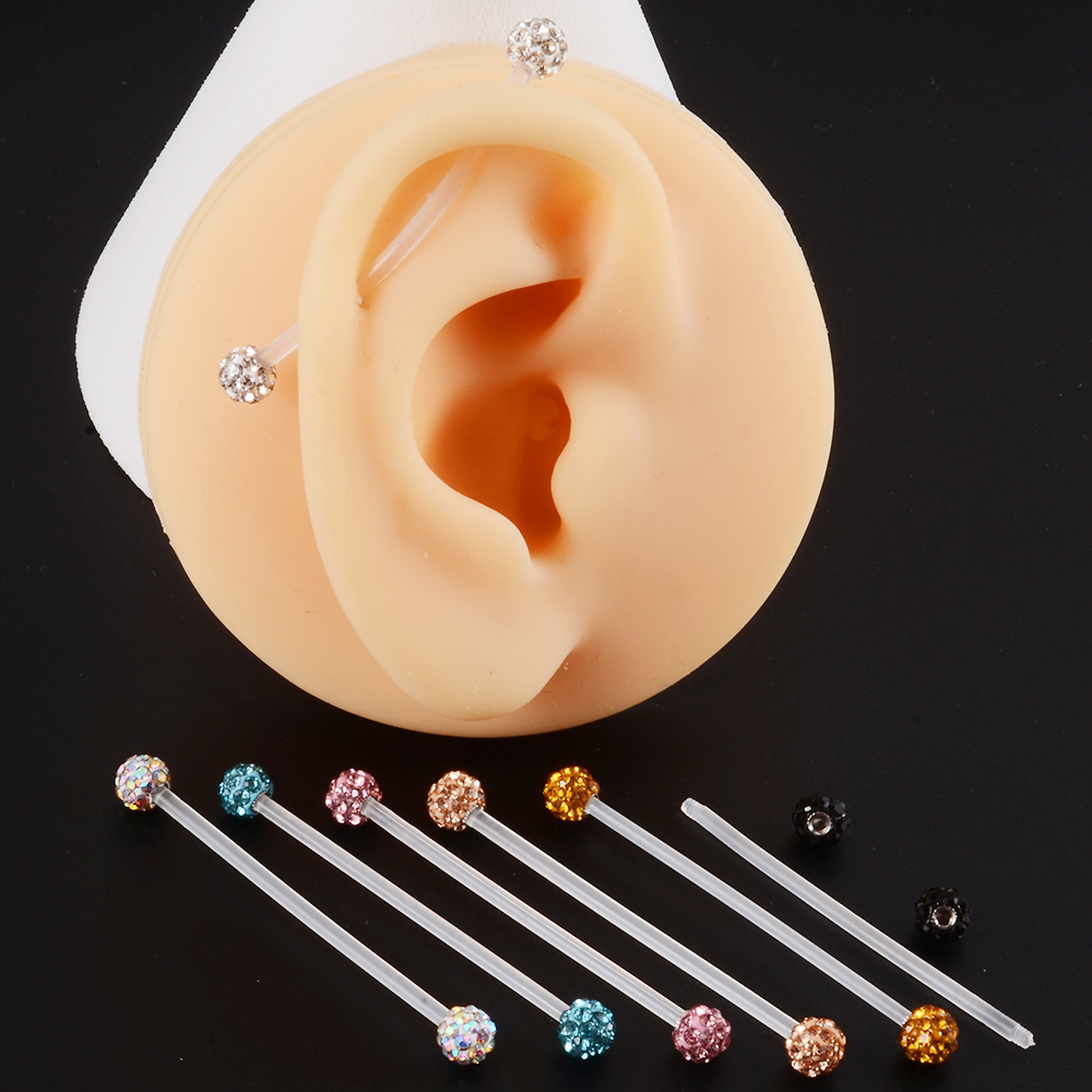 7pcs Mixed Color Ear Studs Septum Nose Rings Tongue Lip Ring Belly Barbell Rings Ear Cartilage Lobe CBR Piercing Body Jewelry