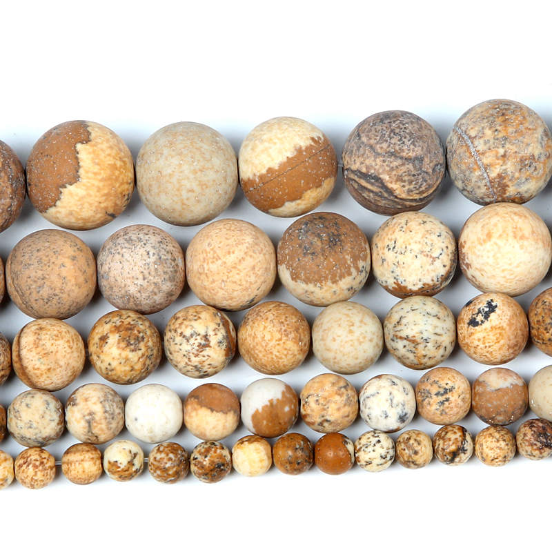 Natural Stone Beads Frost Matte Picture Jasper Round Loose Beads for Jewelry Making DIY Bracelet Accessories 4 6 8 10 12mm