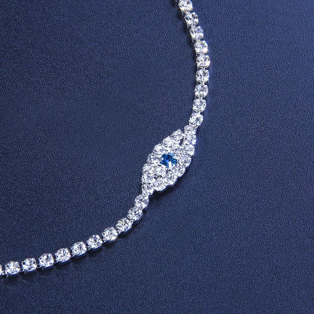 Stonefans Hip Hop Rhinestone Chain Blue Evil Eye Anklets for Women Boho Tennis Beach Barefoot Sandals Anklet Bracelet Jewelry