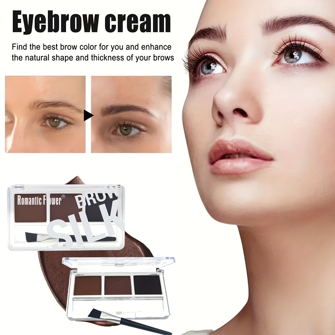 3-color long-lasting waterproof eyebrow gel palette with eyebrow brush - natural eyebrow gel that does not fade and creates perf